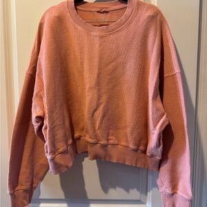 Aerie Ribbed Knit Cropped Sweatshirt - Size L
